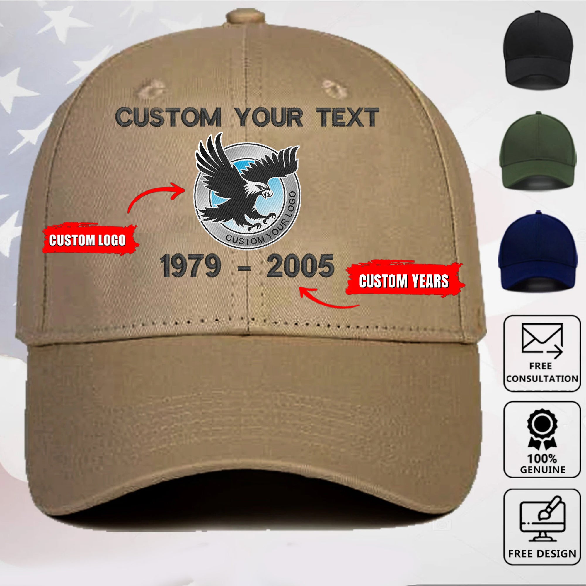 Custom US Military Embroidery Hat - Personalized Veteran Cap - Veteran Gift Idea