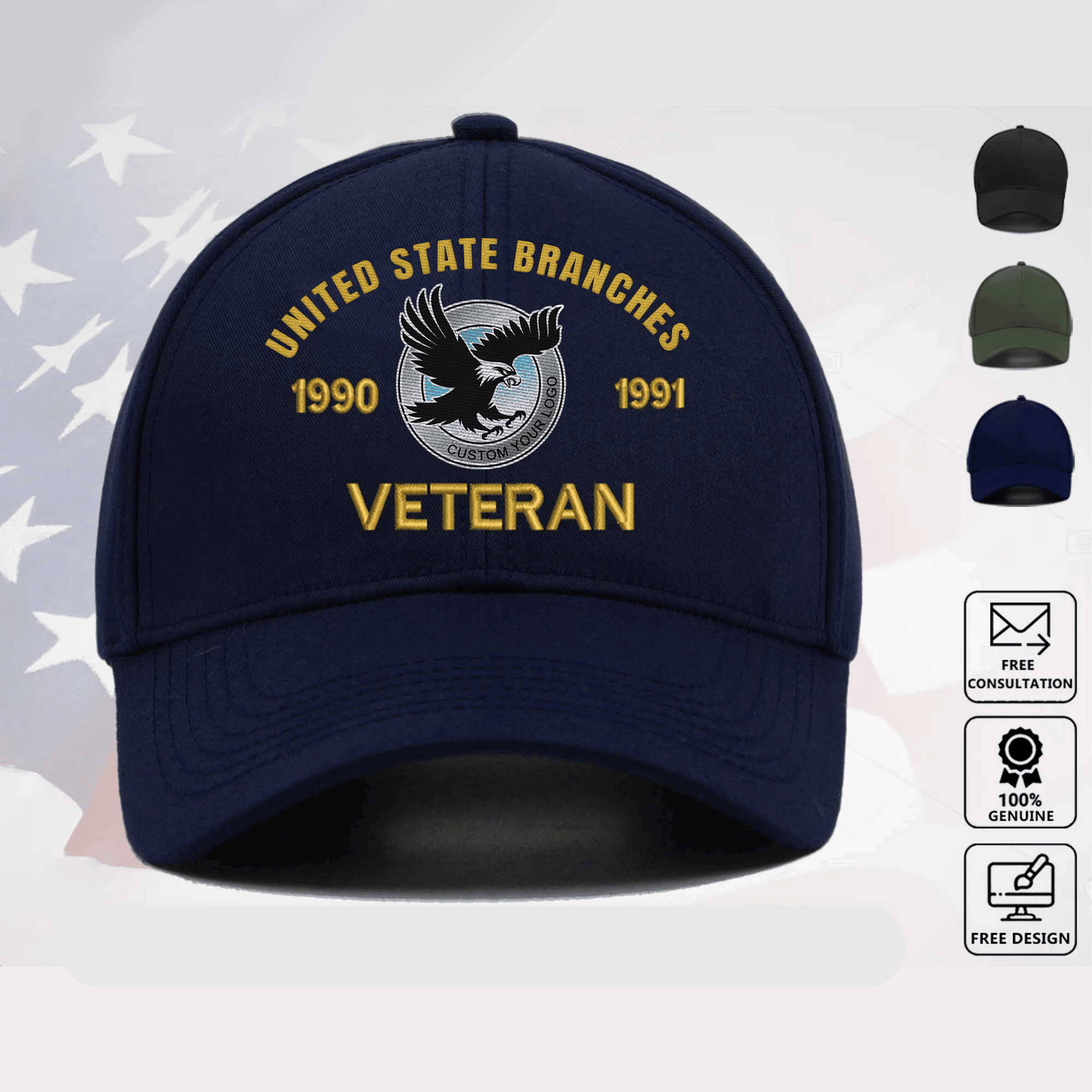 Custom Embroidered US Veteran Hat - Military Honor Classic Cap