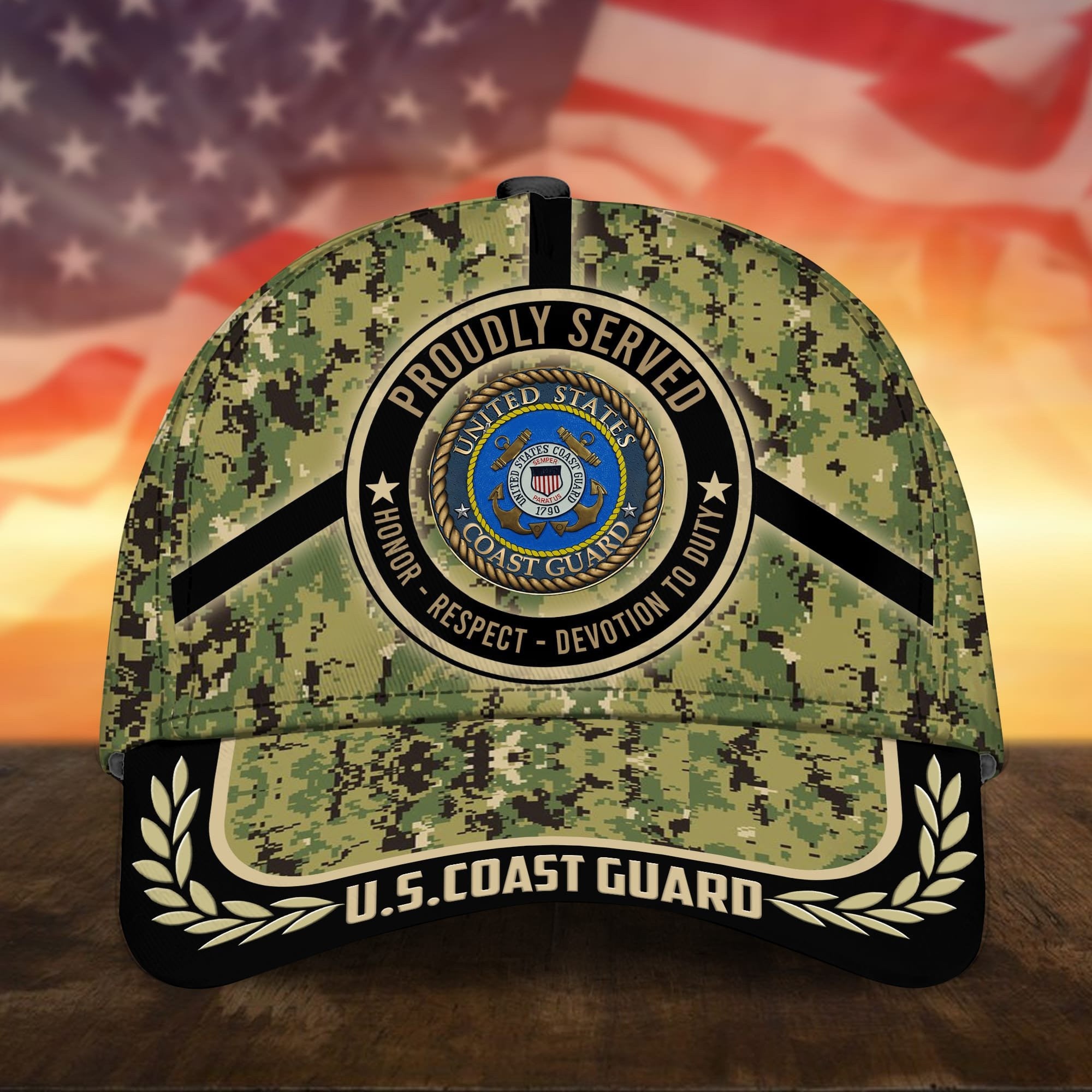 Custom U.S Veteran Cap, US Coast Guard US Soldier Cap, Camouflage Baseball Cap for Traveling, Soldier Style Hat