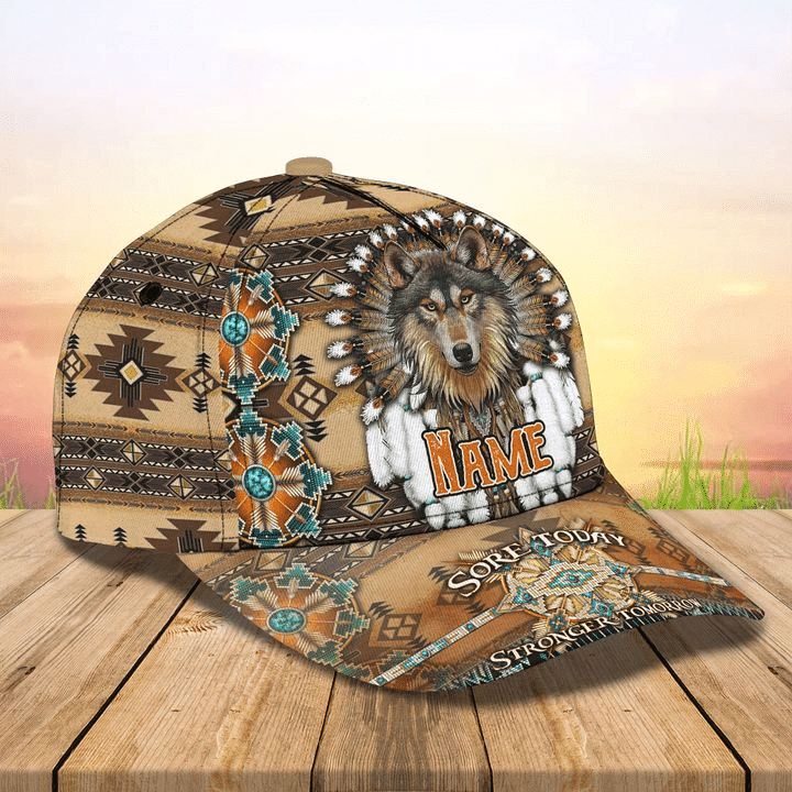 Personalized Custom Name Native Wolf Hat Classic Cap