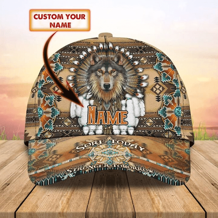 Personalized Custom Name Native Wolf Hat Classic Cap