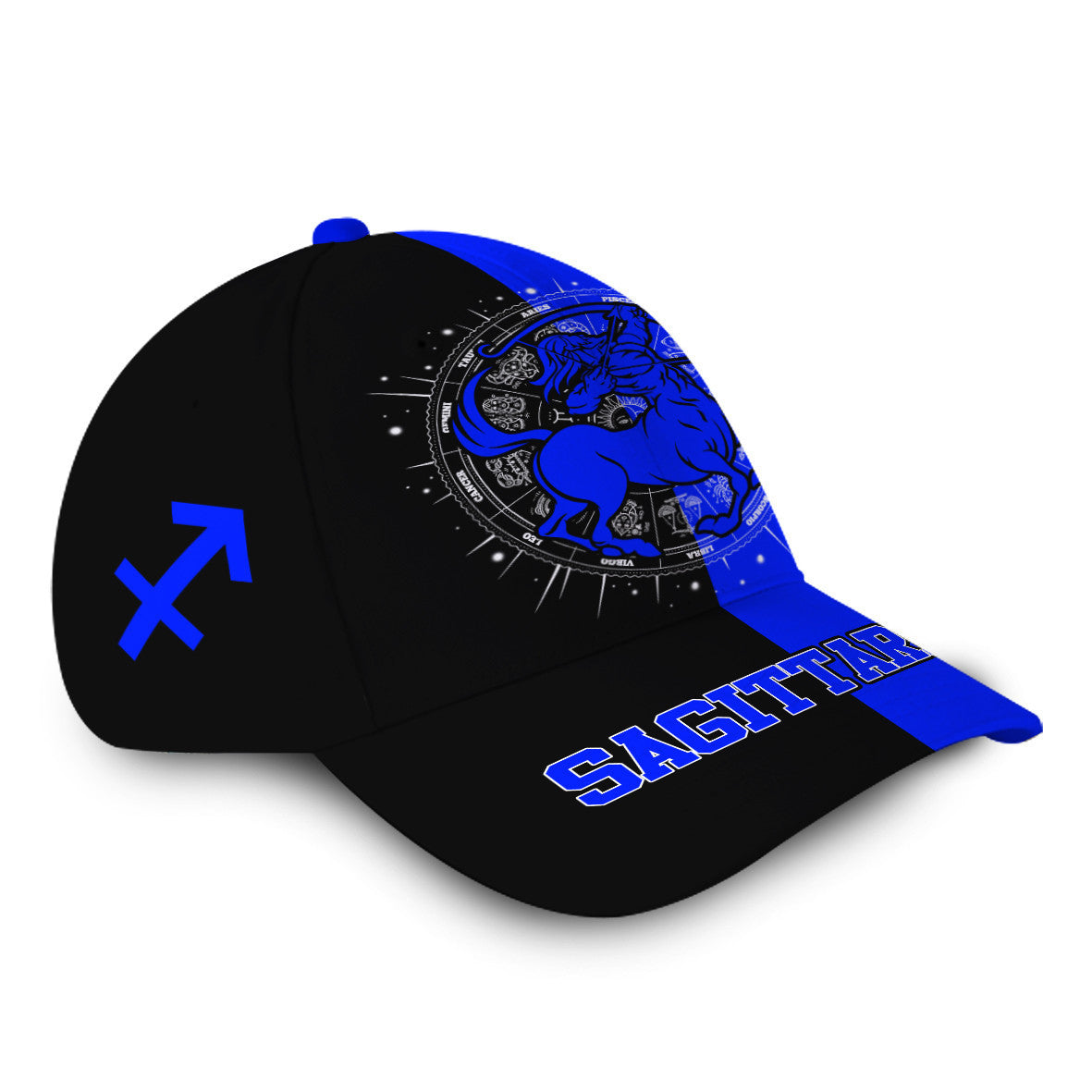 Personalized Custom Name Sagittarius Blue Zodiac Hat Classic Cap
