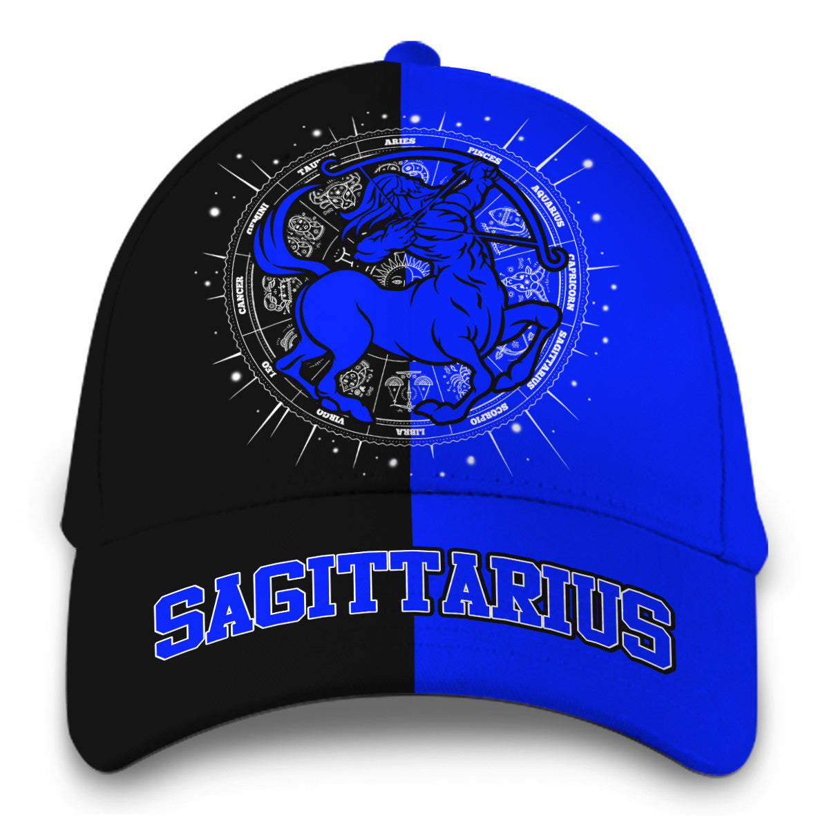 Personalized Custom Name Sagittarius Blue Zodiac Hat Classic Cap