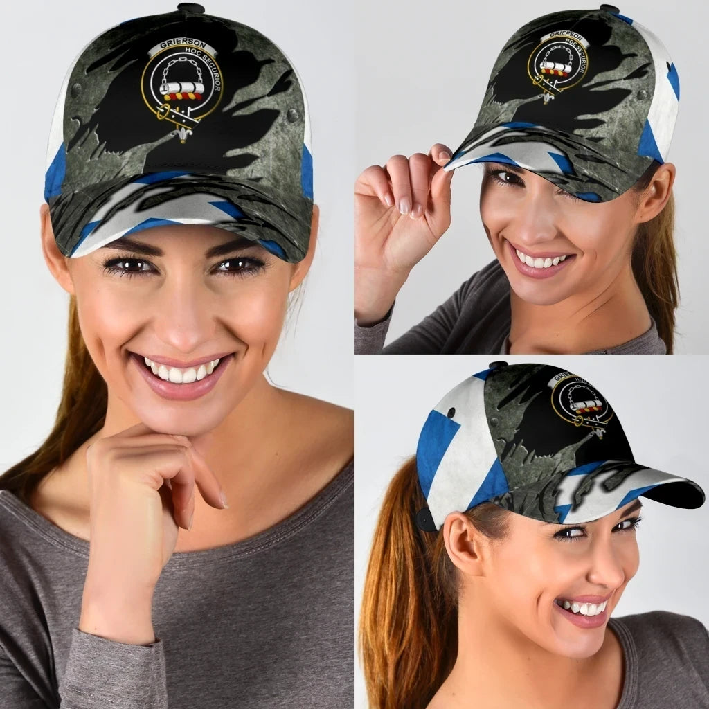 Grierson Clan Tartan Crest Hat Classic Cap 3D