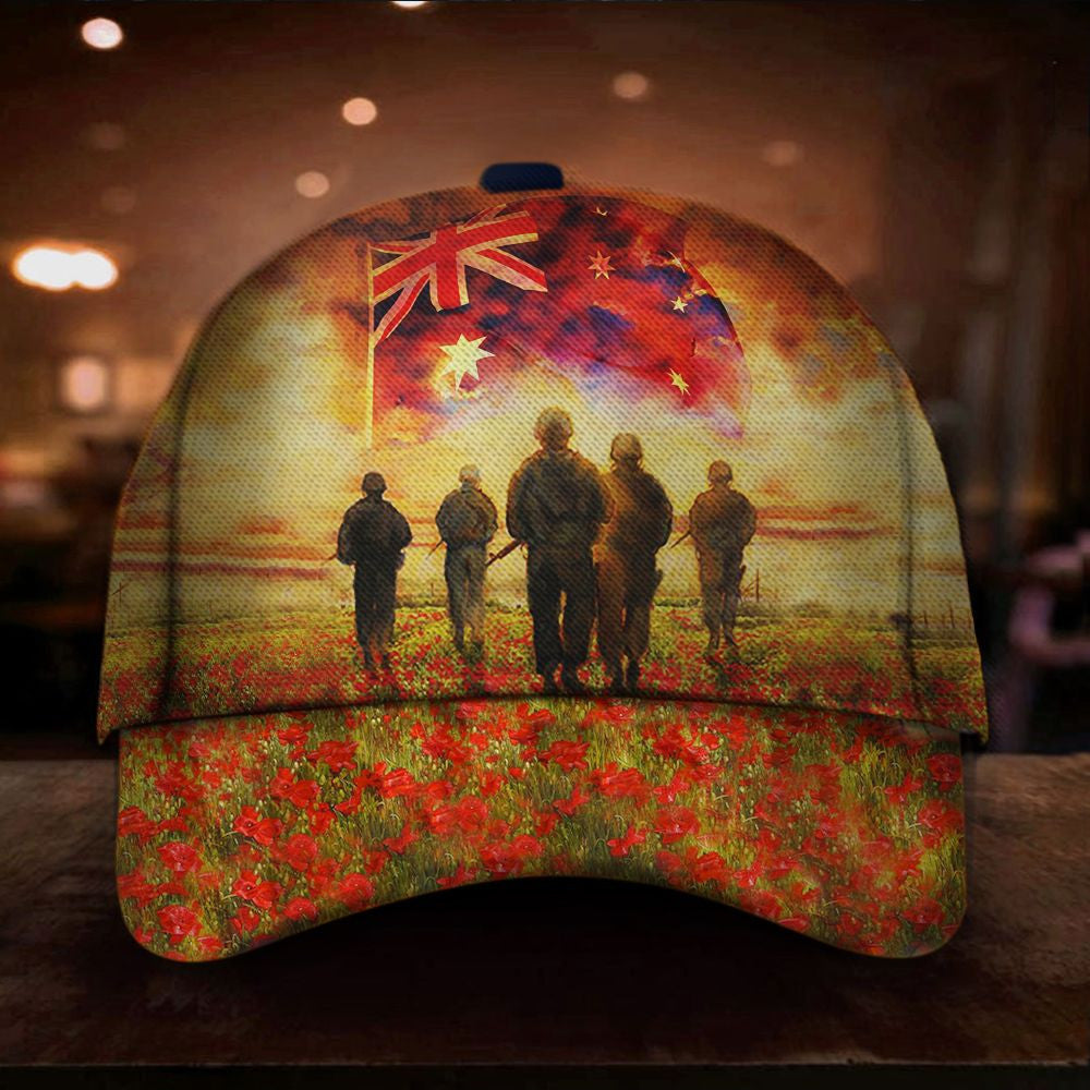 Soldiers Australian Flag Poppy Hat Patriotic Remembrance Anzac Day Gift For Veterans Hat Classic Cap