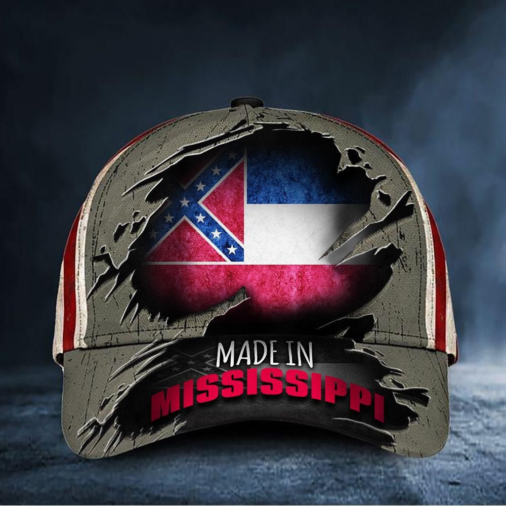 Made In Mississippi Hat Vintage Old Mississippi Flag Cap Patriotic Gifts For Him Classic Cap