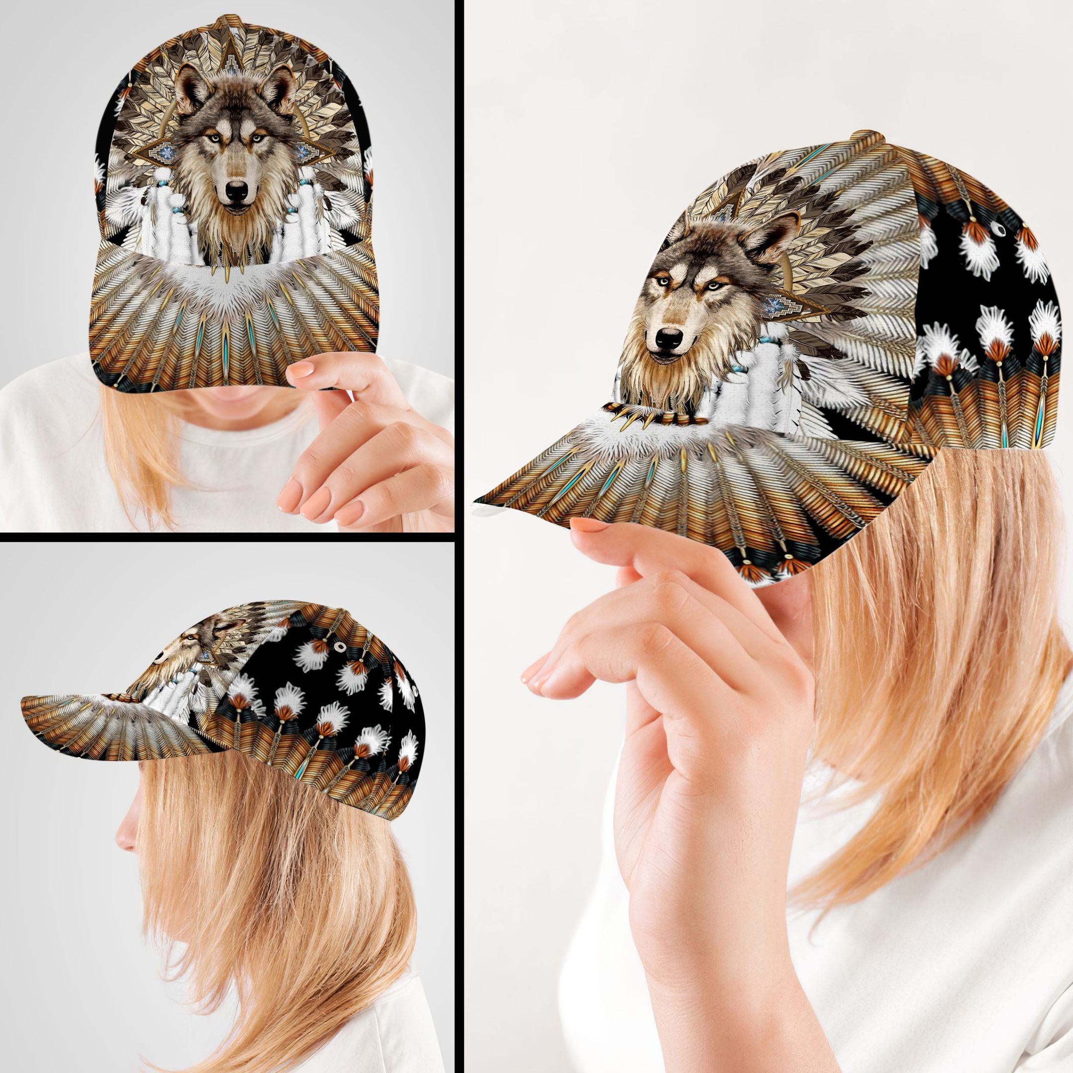 Wolf Native American Hat Classic Cap