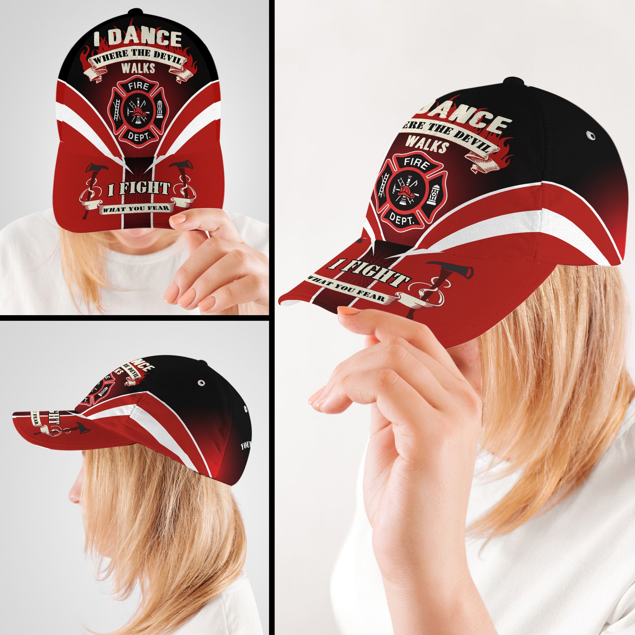Personalized The Devil Walks I Fight What You Fear Firefighters Hat Classic Cap
