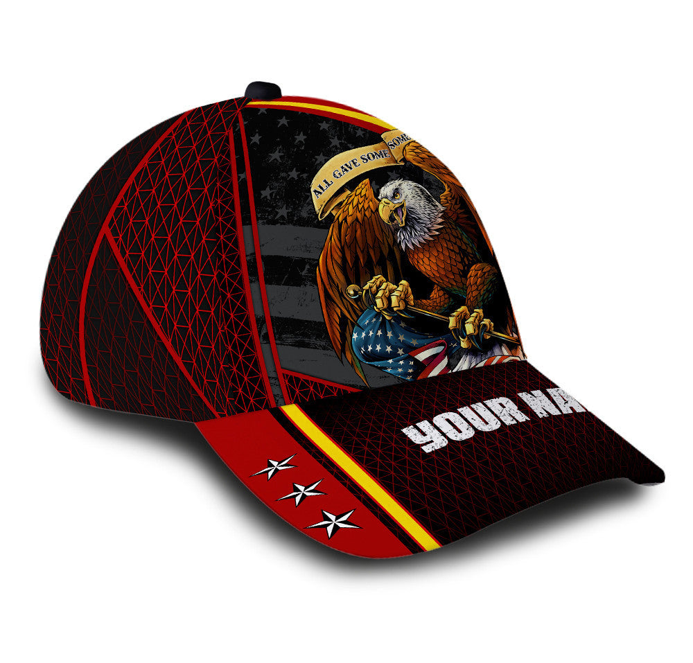 Personalized Custom Name Veteran American Flag Hat Proud Us Military Eagle Hat Classic Cap