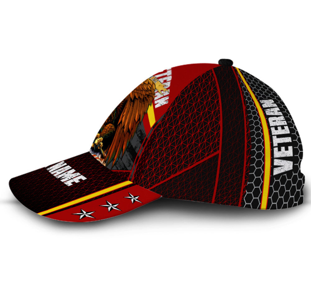 Personalized Custom Name Veteran American Flag Hat Proud Us Military Eagle Hat Classic Cap