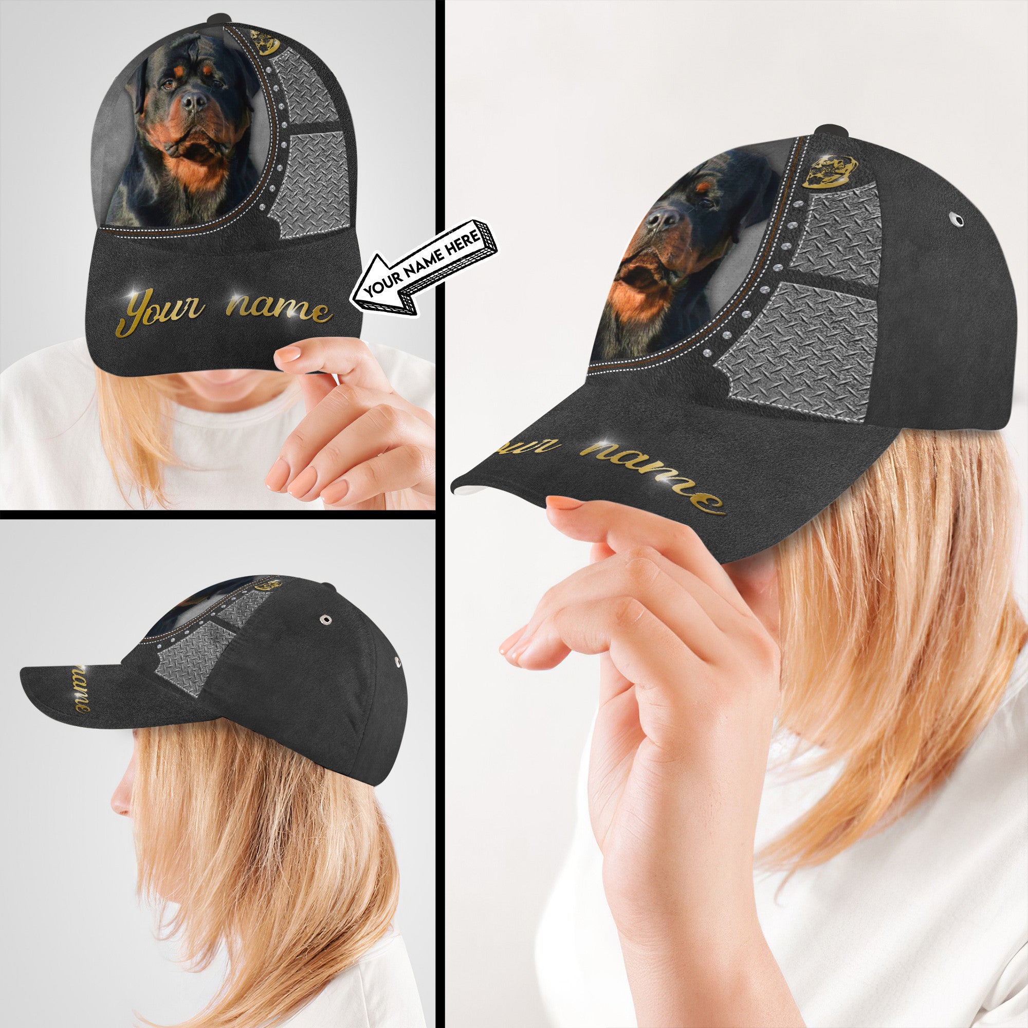 Personalized Custom Name Best Rottweiler Dog Hat Classic Cap