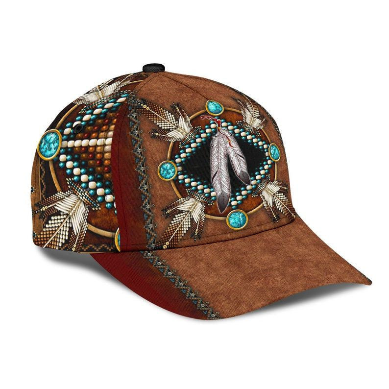 Native American Brown Pattern Hat Classic Cap 3D Skull Cap, Human Cap, Trending Cap, American Classic Cap