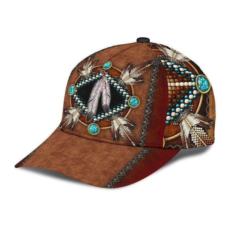Native American Brown Pattern Hat Classic Cap 3D Skull Cap, Human Cap, Trending Cap, American Classic Cap