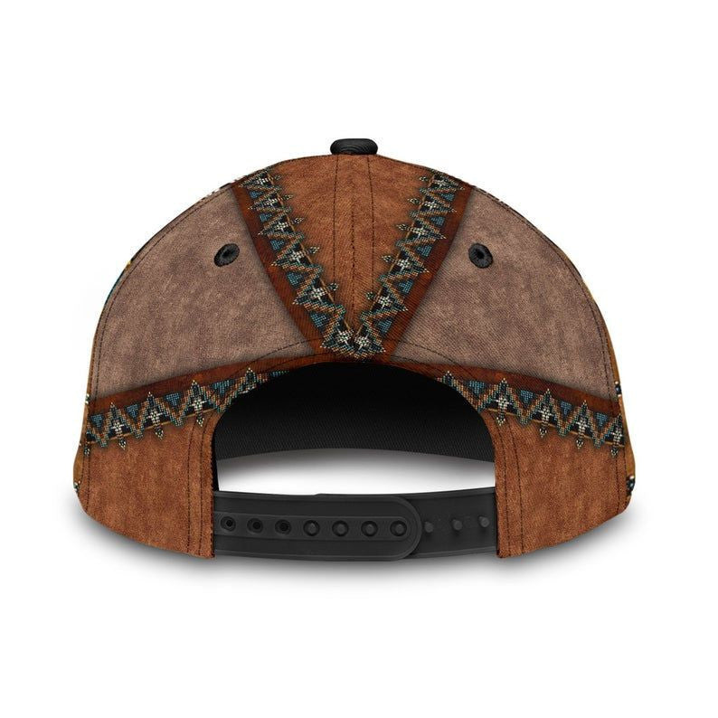 Native American Brown Pattern Hat Classic Cap 3D Skull Cap, Human Cap, Trending Cap, American Classic Cap