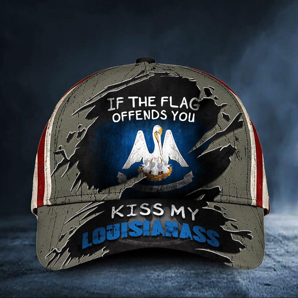 The Flag Offends You Kiss My Louisianass Cap Usa Flag Hat Classic Cap