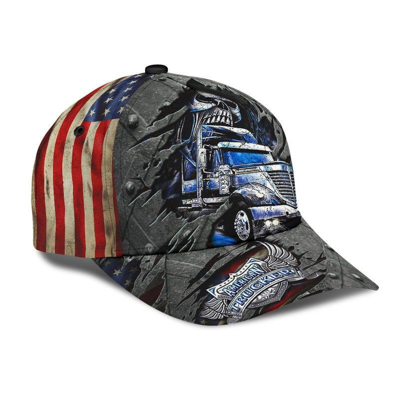 Trucker American Trucker Skull Hat Classic Cap 3D Gift For Her, Human Cap, Trending Cap, American Cap