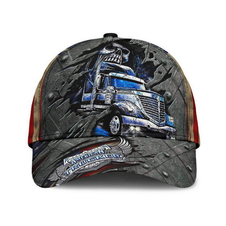 Trucker American Trucker Skull Hat Classic Cap 3D Gift For Her, Human Cap, Trending Cap, American Cap