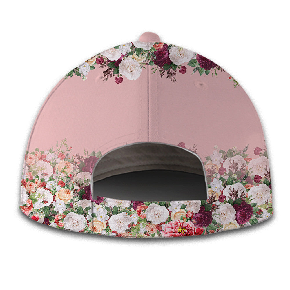 Personalized Custom Name Girl Loves Golden Retriever Flowers Hat Classic Cap