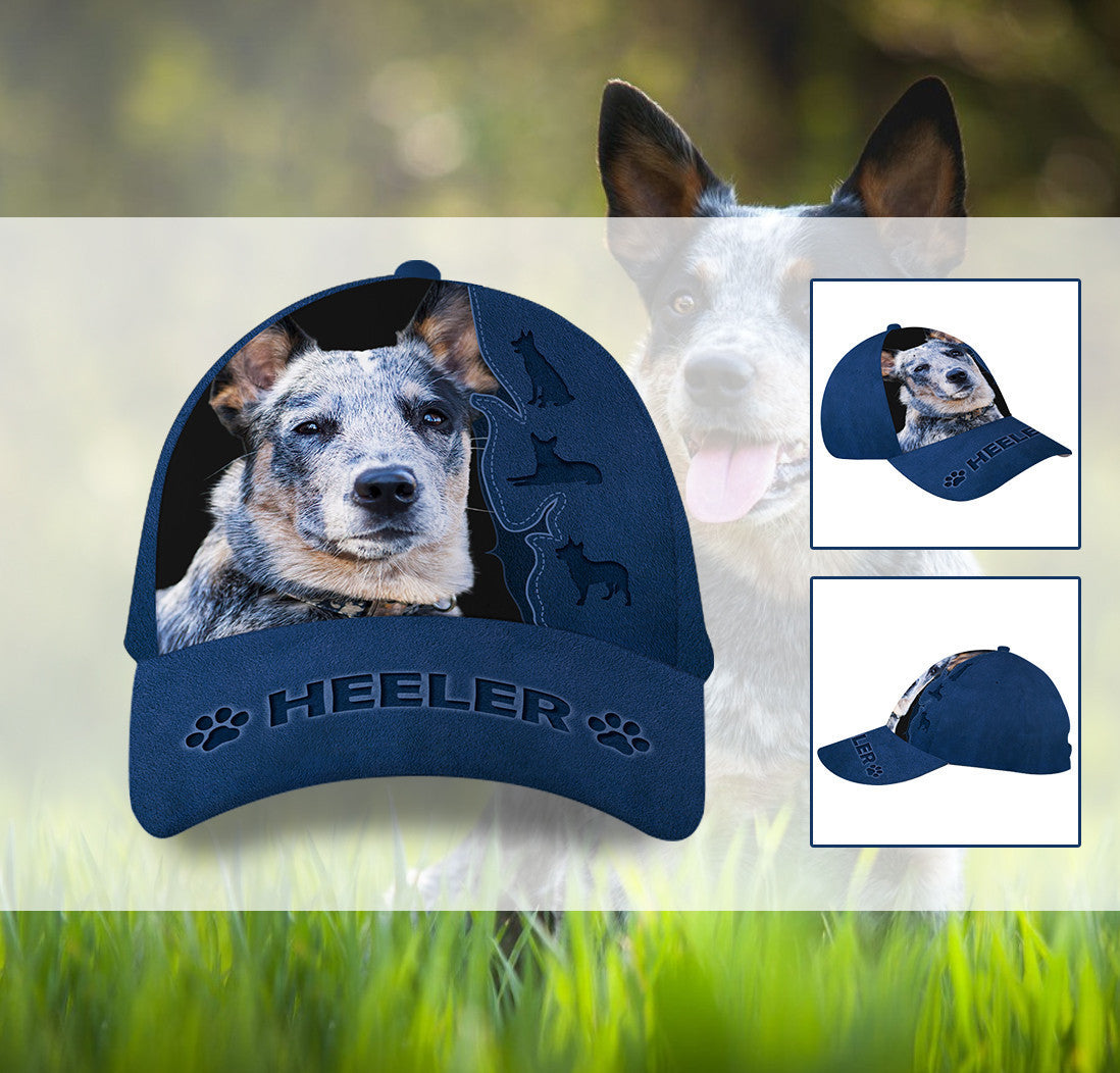 Heeler Dog Leather Hat Classic Cap