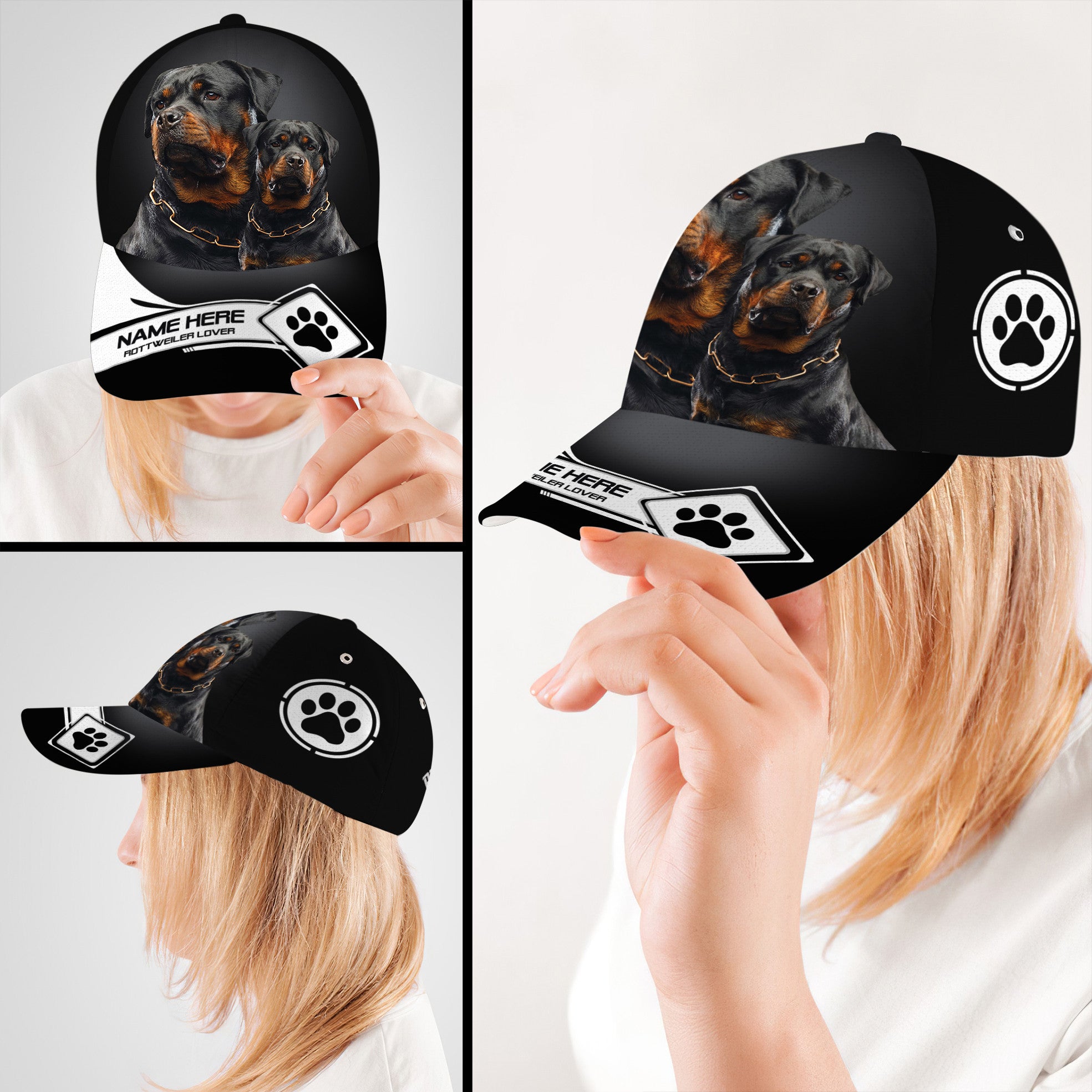 Personalized Custom Name Cool Rottweiler Dog Hat Classic Cap