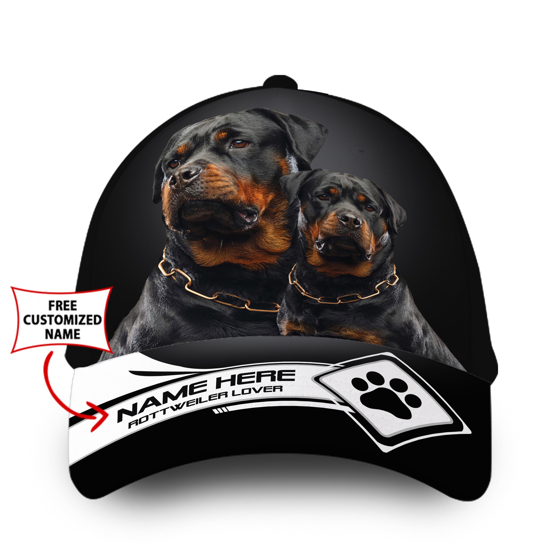 Personalized Custom Name Cool Rottweiler Dog Hat Classic Cap