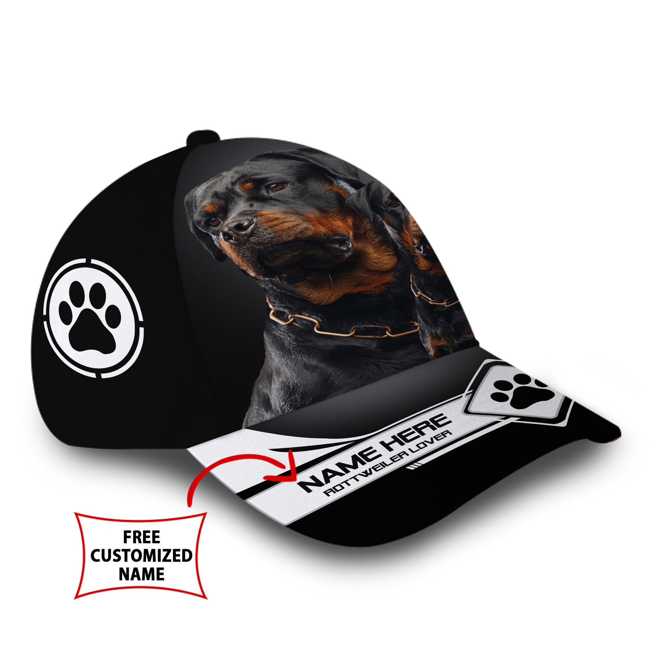 Personalized Custom Name Cool Rottweiler Dog Hat Classic Cap