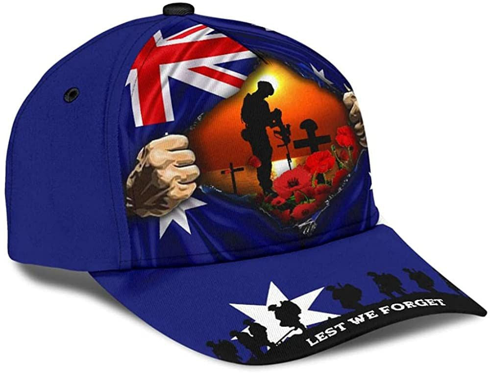 Australian Lest We Forget Flower Blue Beautiful 3D Printed Unisex Hat Classic Cap