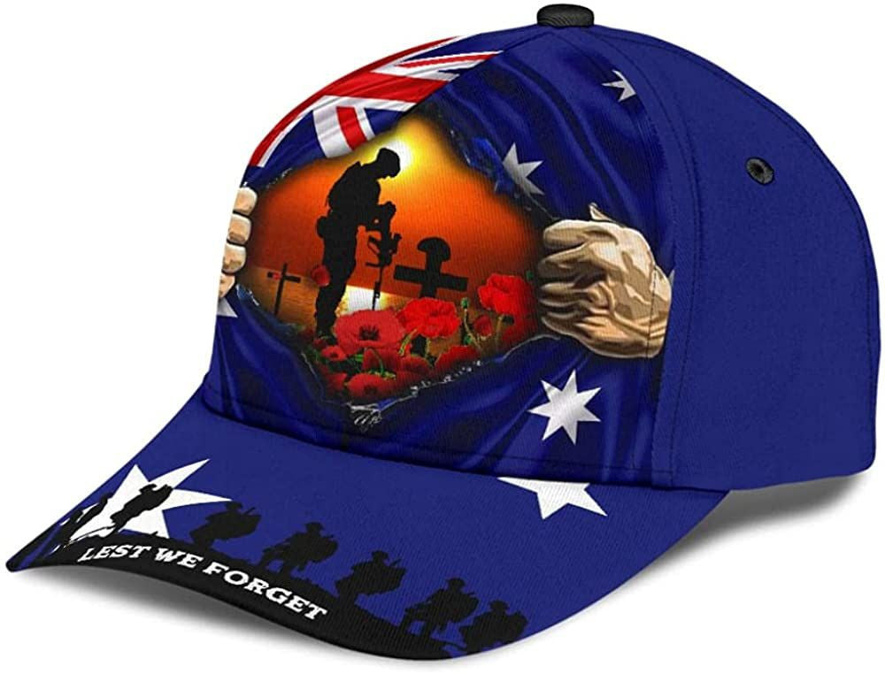 Australian Lest We Forget Flower Blue Beautiful 3D Printed Unisex Hat Classic Cap