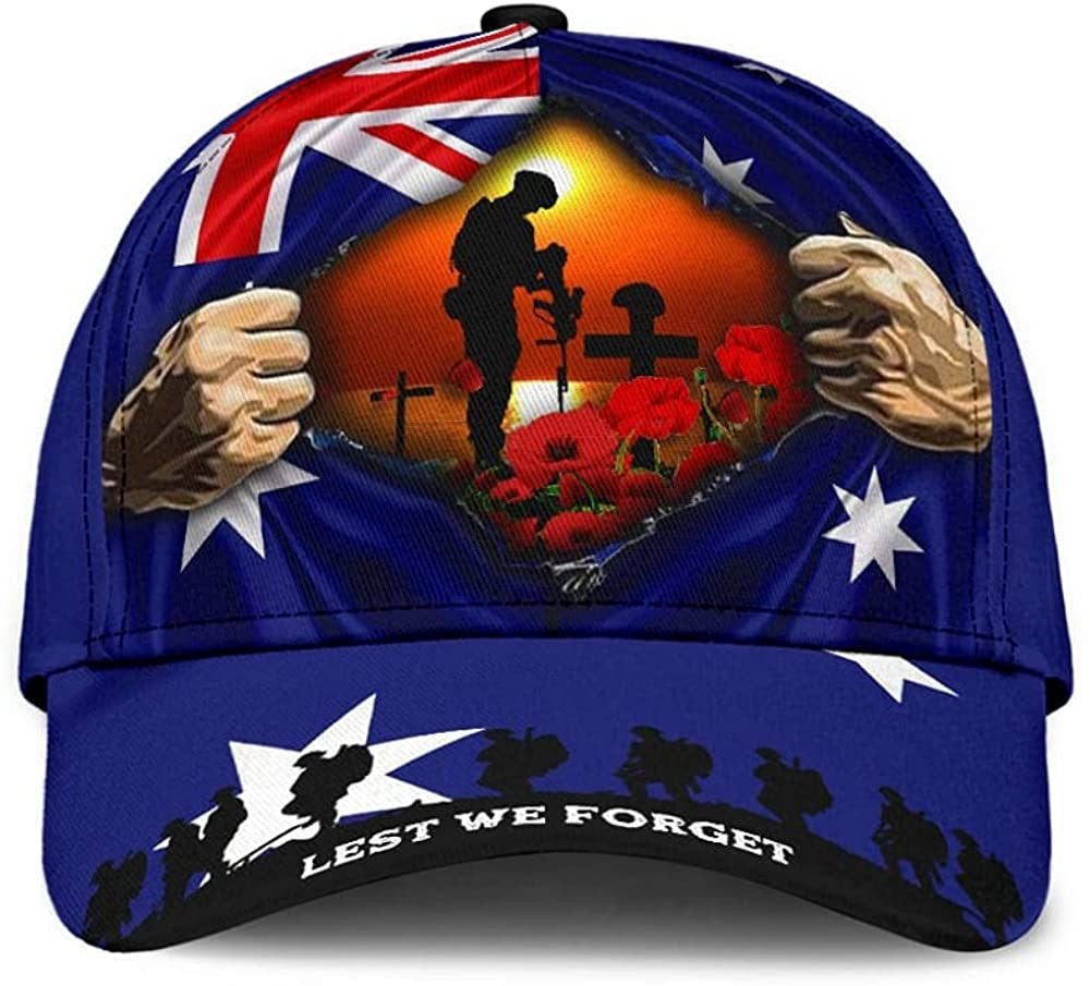 Australian Lest We Forget Flower Blue Beautiful 3D Printed Unisex Hat Classic Cap