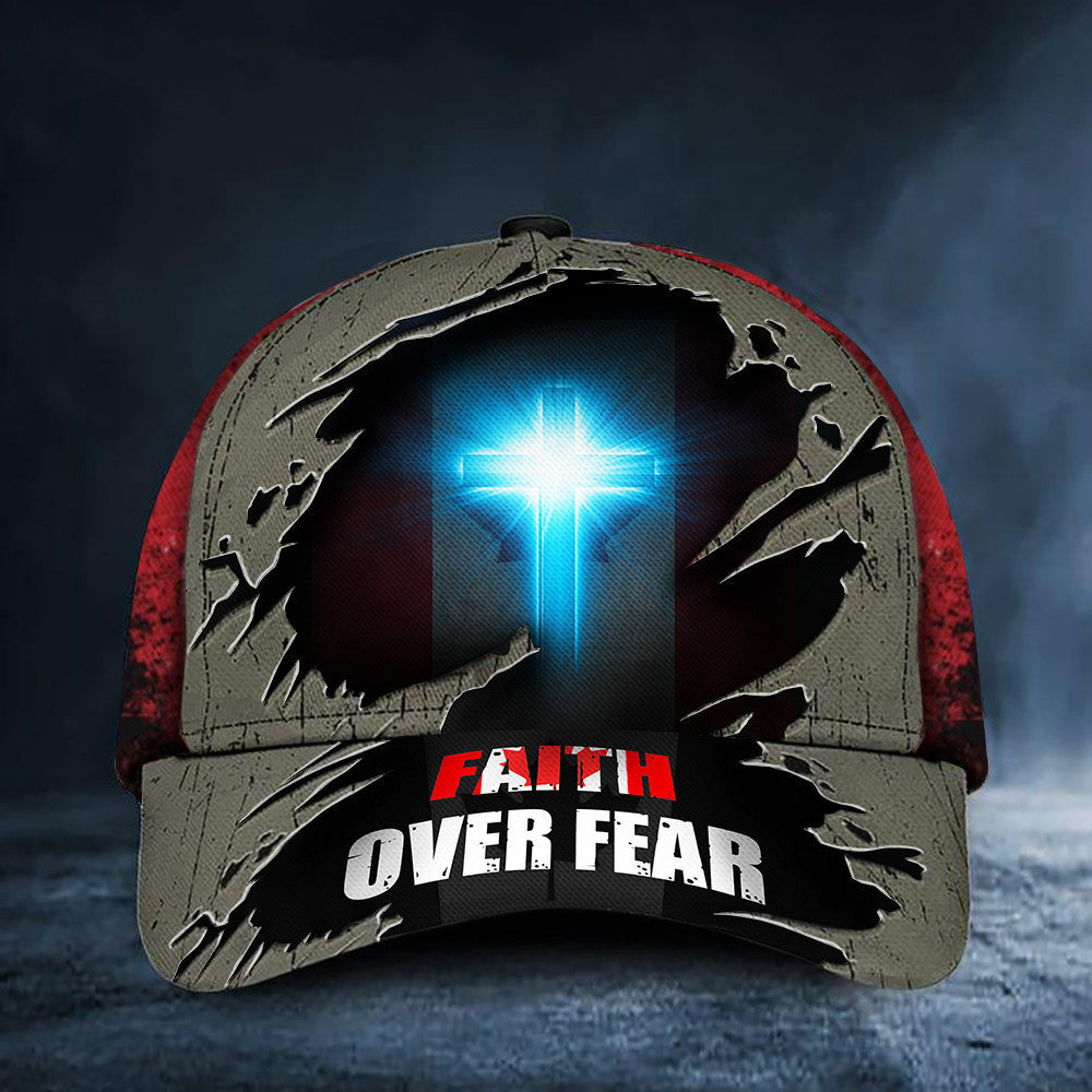 Cross Faith Over Fear Canada Flag Cap Christian Trucker Hats Gifts For Canadian