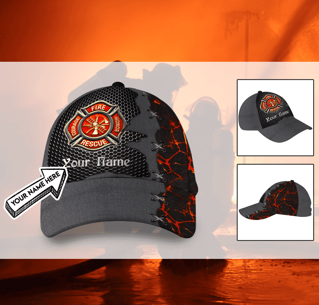Personalized Custom Name Half Firefighter Logo Hat Classic Cap Kcj103092