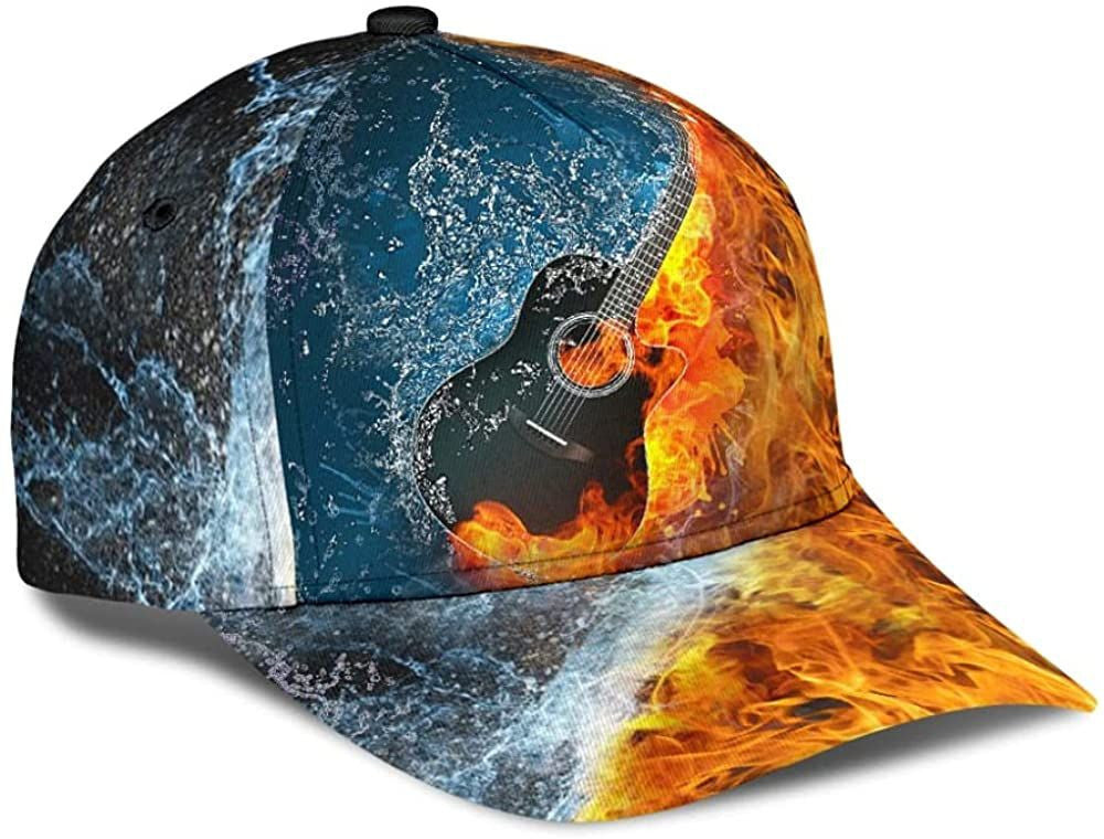 Guitar Burn It Up Water Fire Simple And Beautiful 3D Printed Unisex Hat Classic Cap
