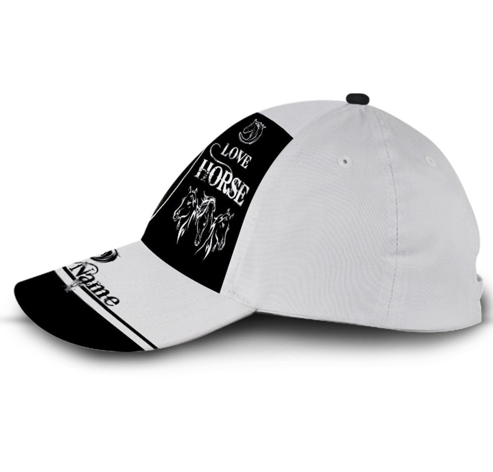 Personalized Custom Name Love Horse Hat Classic Cap