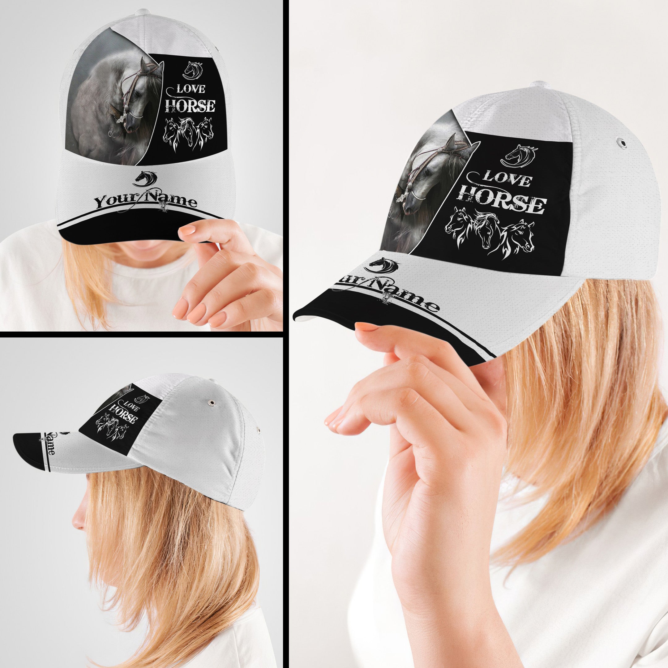 Personalized Custom Name Love Horse Hat Classic Cap