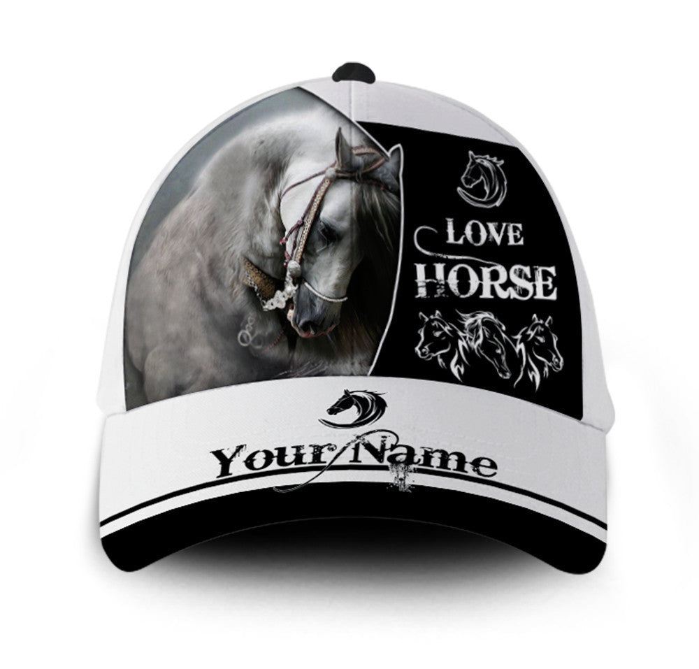 Personalized Custom Name Love Horse Hat Classic Cap