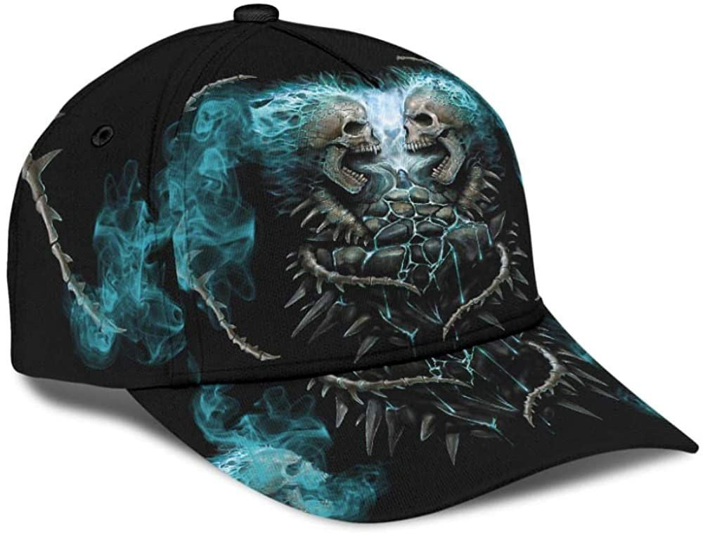 Skull With Fire Smoke Mystery 3D Printed Unisex Hat Classic Cap, Snapback Cap, Baseball Cap