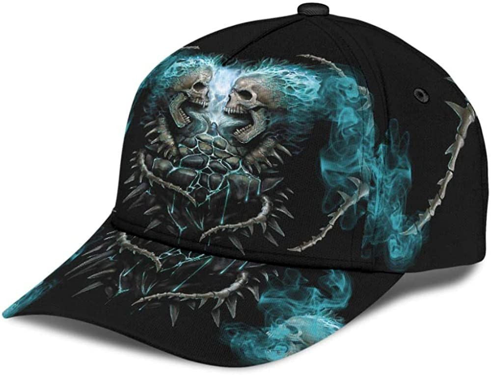 Skull With Fire Smoke Mystery 3D Printed Unisex Hat Classic Cap, Snapback Cap, Baseball Cap