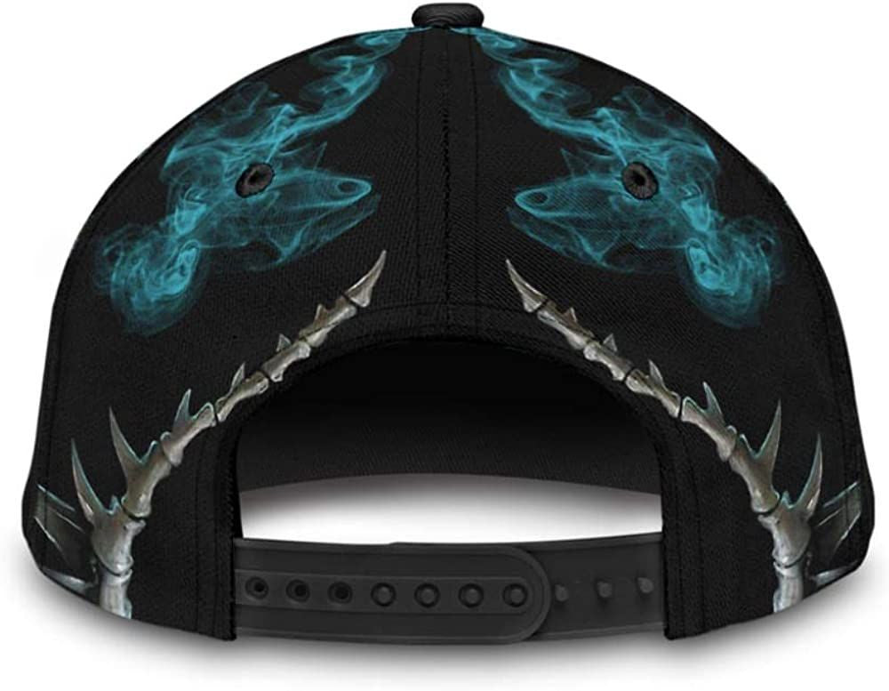Skull With Fire Smoke Mystery 3D Printed Unisex Hat Classic Cap, Snapback Cap, Baseball Cap