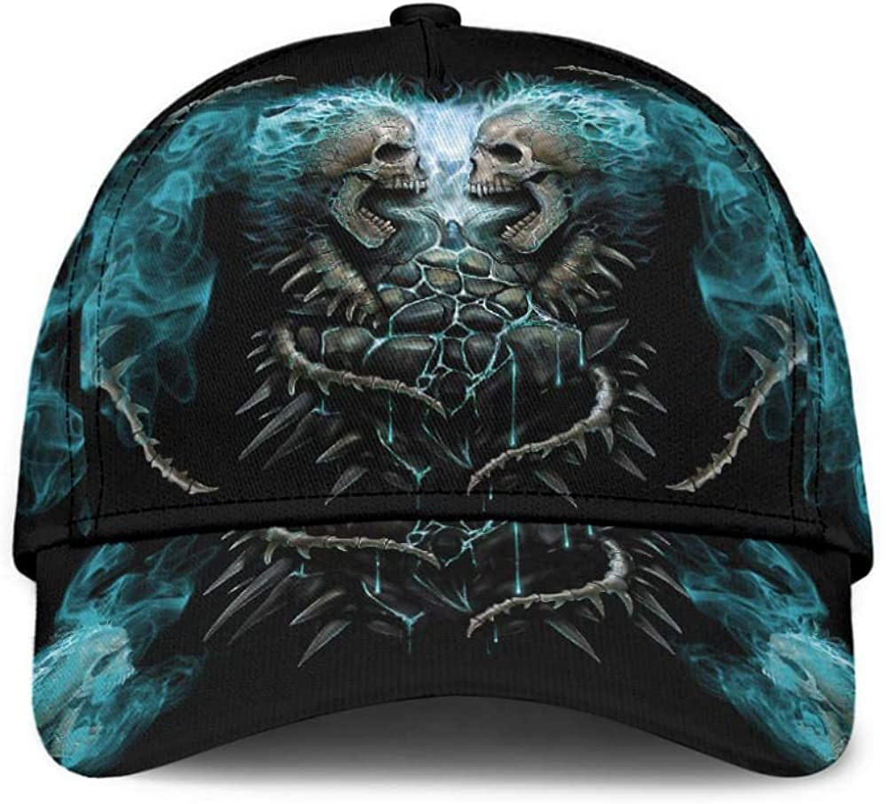 Skull With Fire Smoke Mystery 3D Printed Unisex Hat Classic Cap, Snapback Cap, Baseball Cap