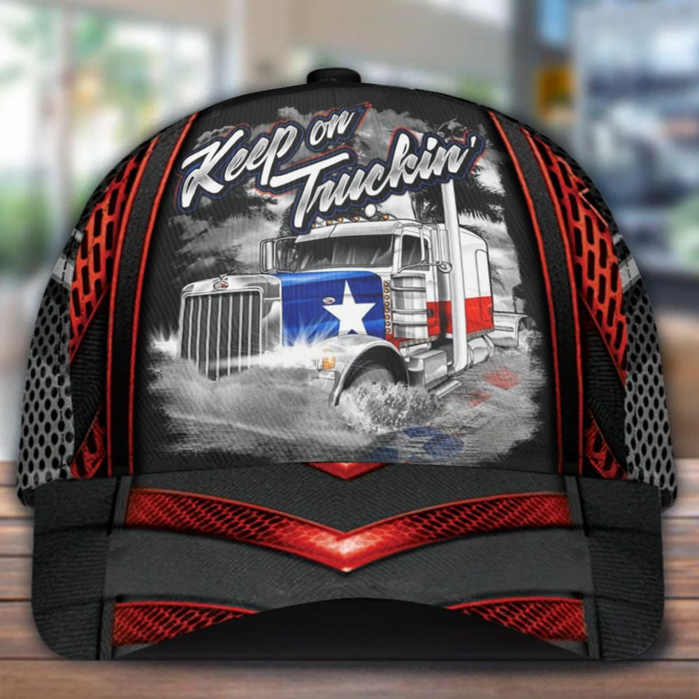 Keep On Truckin' Texas Trucker Usa Flag Cap Patriotic Truck Driver Hat Texan Trucker Gift