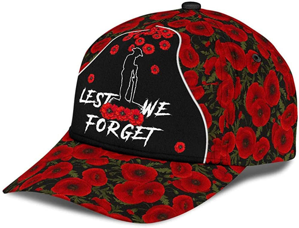 Lest We Forget Anzac Day Flower Beautiful 3D Printed Unisex Hat Classic Cap, Snapback Cap, Baseball Cap