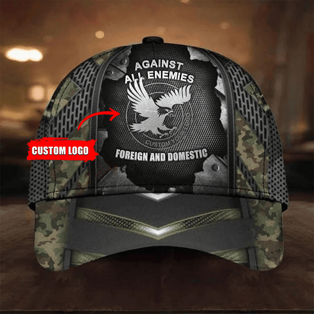 Custom United States Branches Camo Hat Against All Enemies Foreign And Domestic Marine Gifts For Him Classic Cap