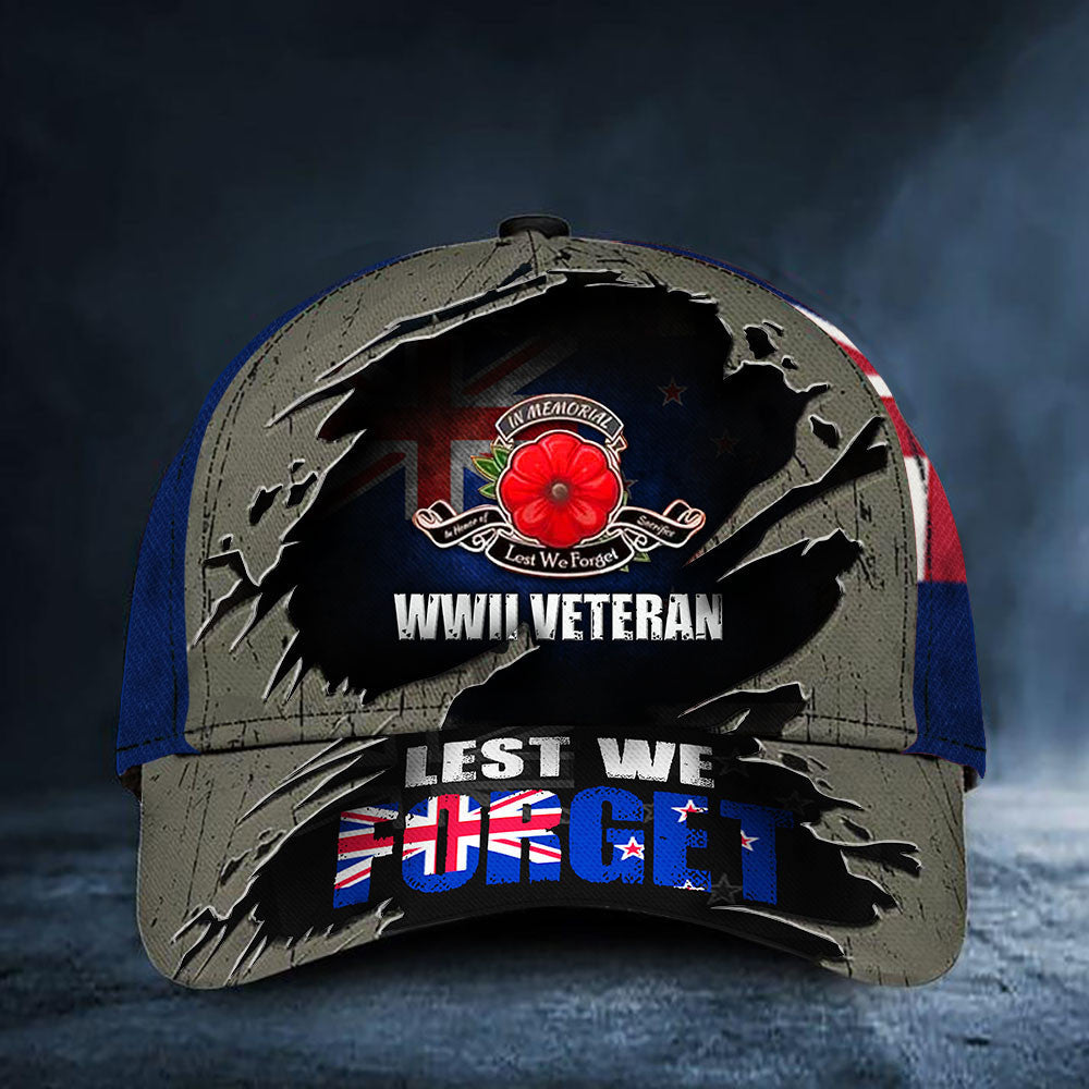 Wwii Veteran Lest We Forget New Zealand Poppy Hat Classic Cap
