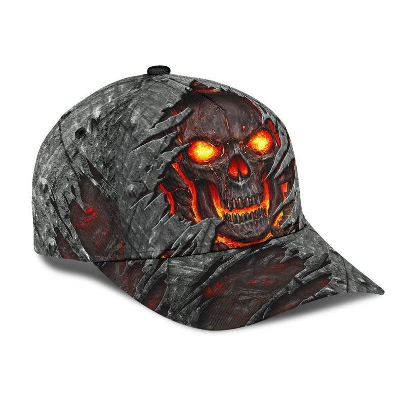 Skull Red Lava Classic Cap 3D Hat, Unisex Cap, Human Cap, Trending Cap, American Cap