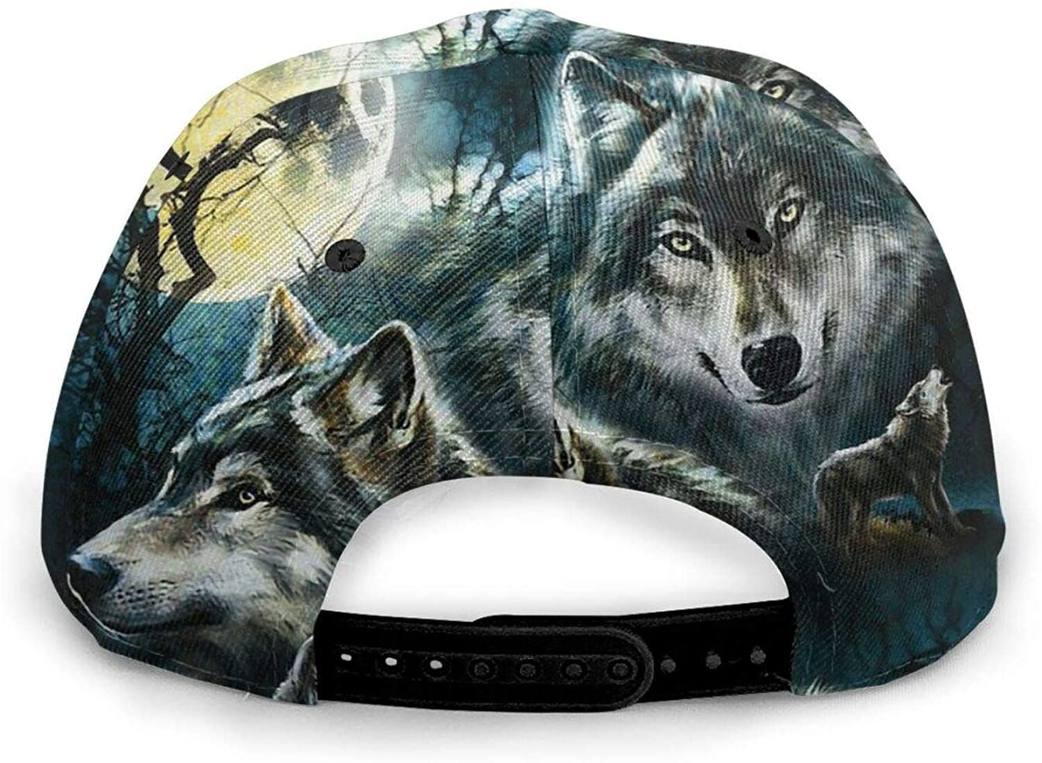 Wolf Print Classic Baseball 3D Cap Adjustable Twill Sports Dad Hats For Unisex