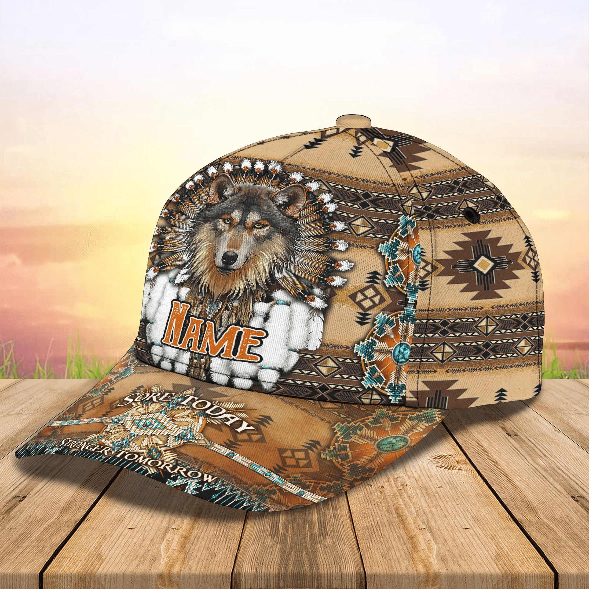 Personalized Custom Name Wolf Hat Classic Cap