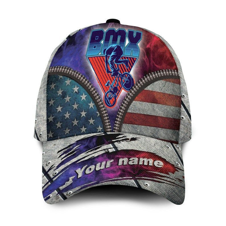 Personalized Custom Name American Flag Bmx 3D Hat Classic Cap
