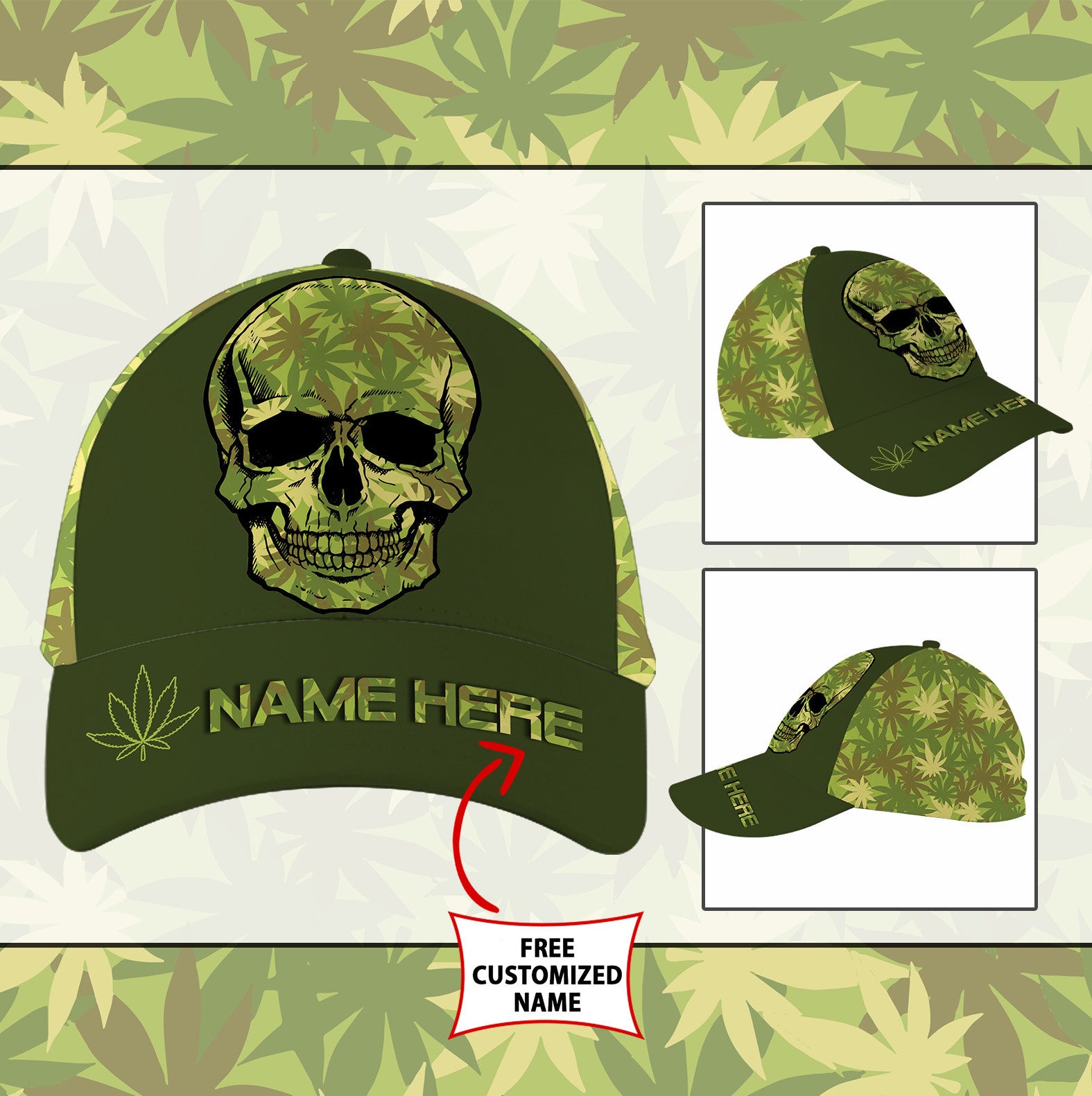 Personalized Custom Name We Blunt Weed Skull Hat Classic Cap