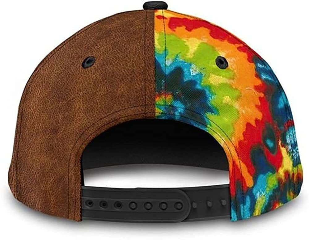 Hippie Soul Leather Pattern Print Zipper Flower Colorful 3D Printed Unisex Hat Classic Cap