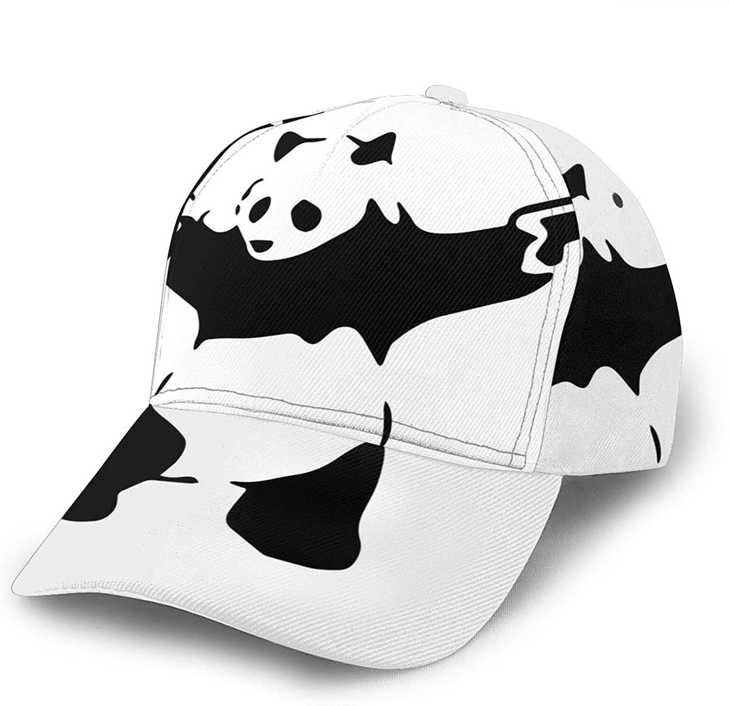 Panda With Print Classic Baseball 3D Cap Adjustable Twill Sports Dad Hats For Unisex
